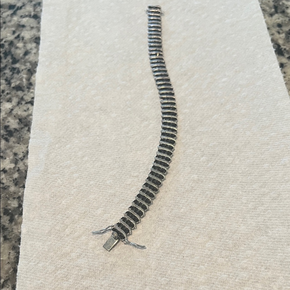 Silver and Black Chain Link Bracelet